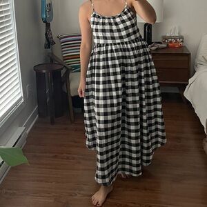 Staple the label Black & White Gingham Spaghetti-Strap Maxi Dress
